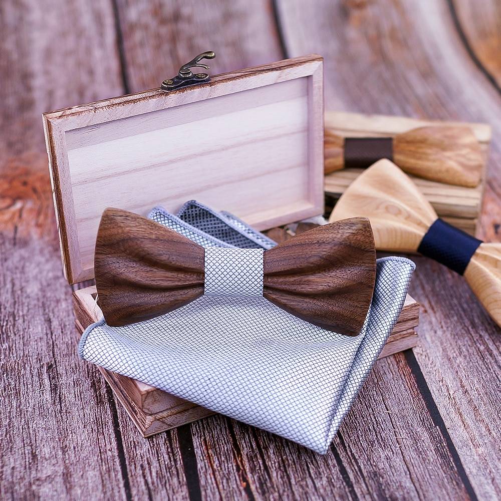 Boy's Fashion Wooden Bow Tie Set Boy's Fashion Wooden Bow Tie Set
