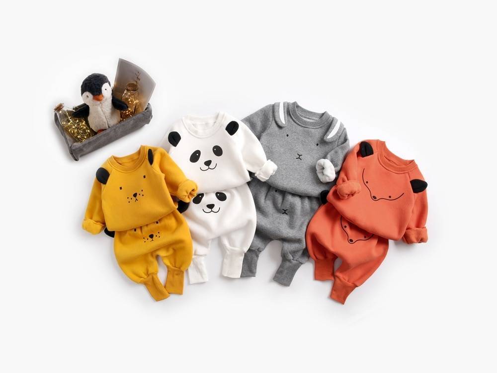 Winter Baby's Cartoon Animal Printed Sweatshirt with Pants Set Winter Baby's Cartoon Animal Printed Sweatshirt with Pants Set