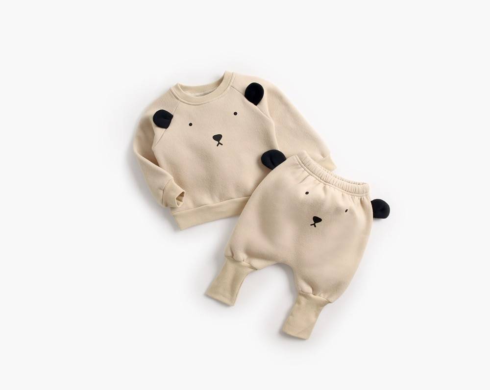 Winter Baby's Cartoon Animal Printed Sweatshirt with Pants Set Winter Baby's Cartoon Animal Printed Sweatshirt with Pants Set